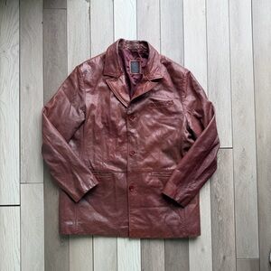 Vintage Rogue Leather Reddish Brown Men's Leather Coat